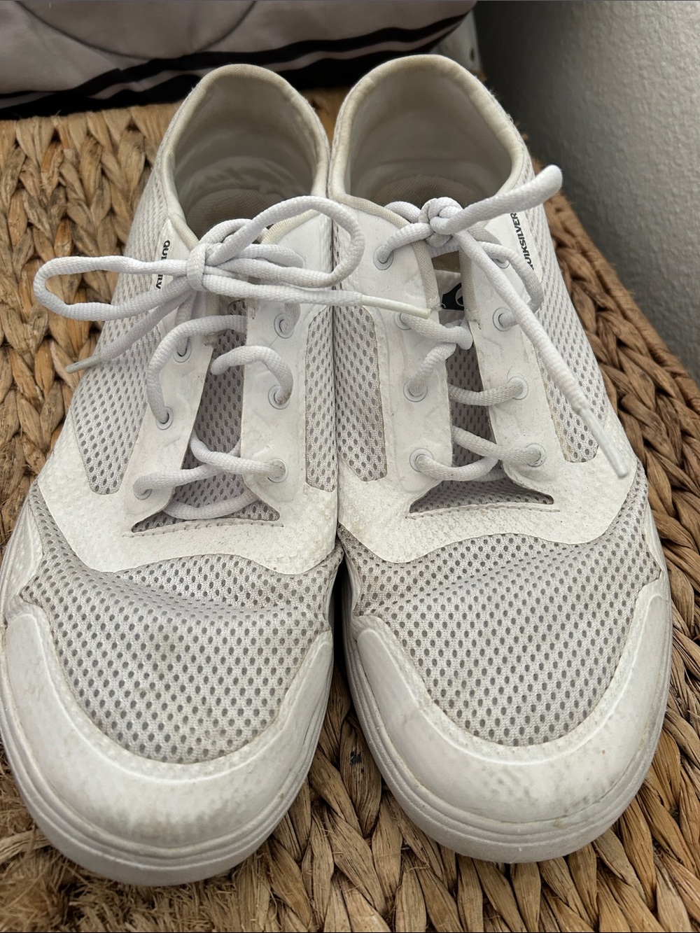 Quiksilver White Mesh Lace-Up Sneakers with Gray Logo